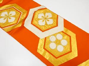 アンティーク　亀甲に花菱模様織り出し袋帯（材料）